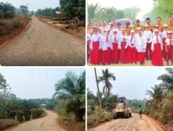 Warga dan Guru Dusun Rantau Palembang Bahagia Jalan Desa Diperbaiki
